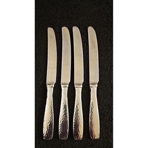 Godinger CASTELLO Glossy Hammered Stainless Flatware Set Of 4 Knives/ButterKnife